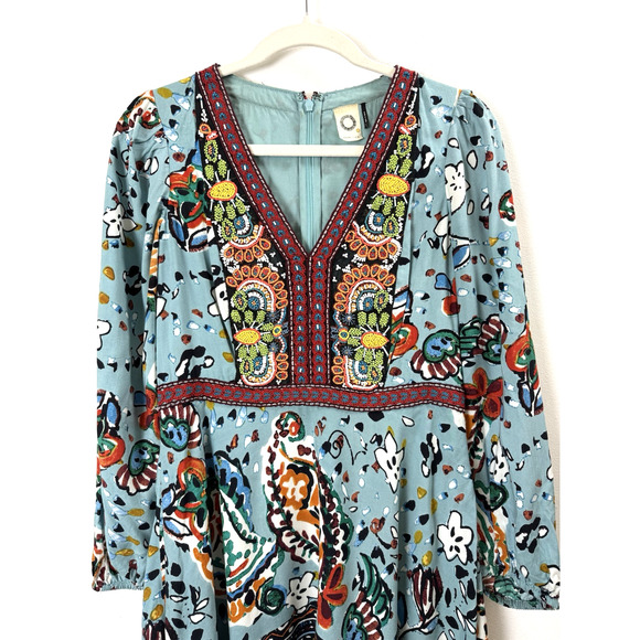 Anthropologie Akemi + Kin Beaded Midi Dress Maximalist Bohemian Hippie Boho 6 - Picture 2 of 11